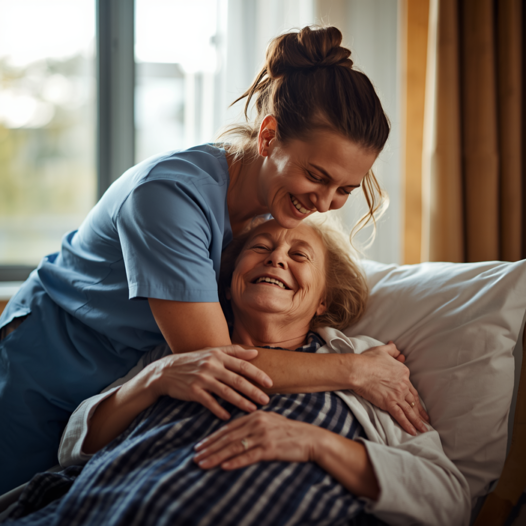 carer hugging a patient